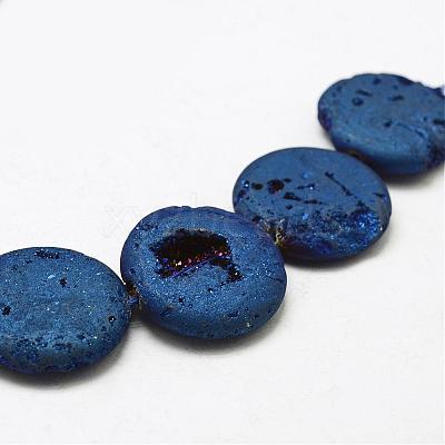 Electroplated Natural Druzy Geode Crystal Beads Strands G-N0251-30mm-04-1
