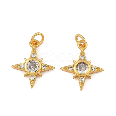 Brass Micro Pave Clear Cubic Zirconia Charms KK-F941-40B-G-1