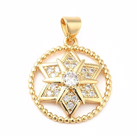 Rack Plating Brass Micro Pave Cubic Zirconia Pendants LS-KK-B057-07G-1