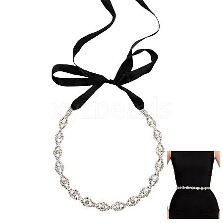 Metal Full Crystal Rhinestone Horse Eye Bridal Waist Belts for Wedding Dress AJEW-WH20080-65F-S-1