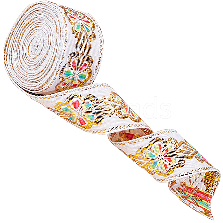 Flat Ethnic Style Embroidery Polyester Ribbons OCOR-WH0067-86C-1