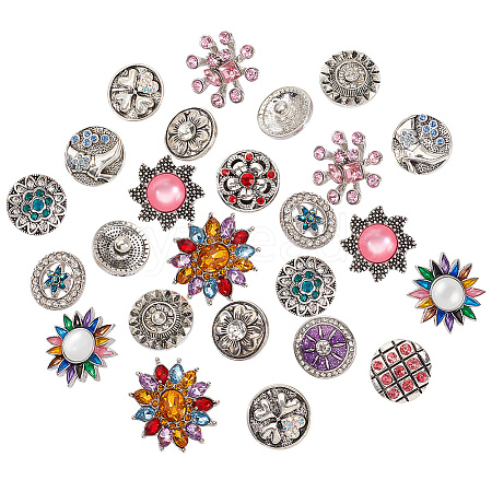 AHADERMAKER Alloy Rhinestone Snap Buttons DIY-GA0005-43-1