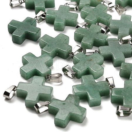 Natural Green Aventurine Pendants G-Z067-06P-05-1