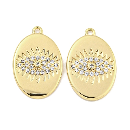 Brass Micro Pave Clear Cubic Zirconia Pendants KK-S386-10G-1