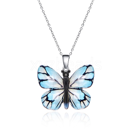 Butterfly Resin Pendant Necklaces PW-WG40B23-06-1