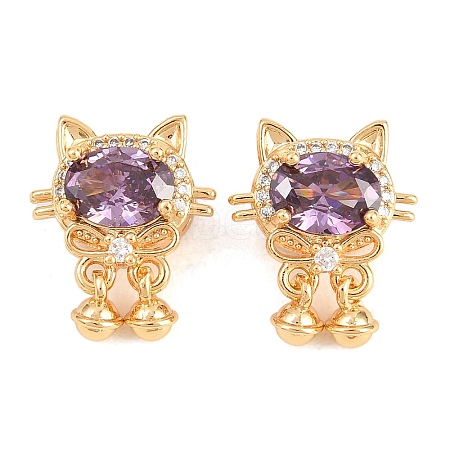 Brass Micro Pave Cubic Zirconia Beads KK-A298-13G-02-1