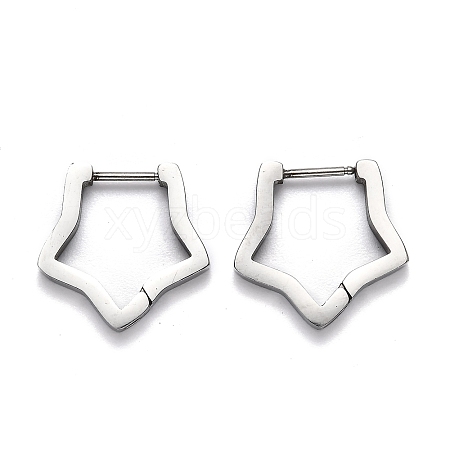 Tarnish Resistant 304 Stainless Steel Star Huggie Hoop Earrings STAS-J033-06P-1