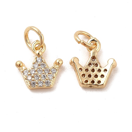 Rack Plating Brass Micro Pave Clear Cubic Zirconia Pendants KK-E081-14G-1