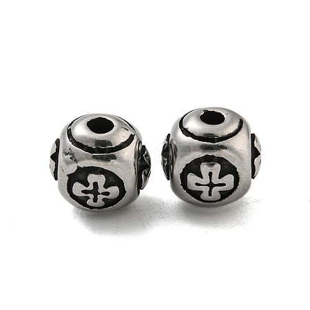 Round with Cross 304 Stainless Steel Beads STAS-E214-01AS-01-1