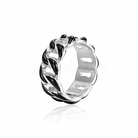 Stainless Steel Enamel Curb Chains Finger Rings WJ4756-3-1