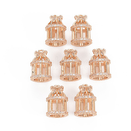 10Pcs Rack Plating Brass Micro Pave Clear Cubic Zirconia Pendants KK-SZ0004-24-1