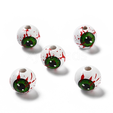 Halloween Spray Painted Wood Beads WOOD-C002-07-1