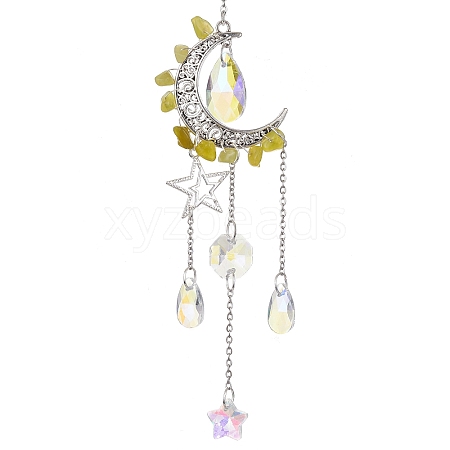 Moon & Star Alloy Hanging Ornaments HJEW-TA00096-01-1