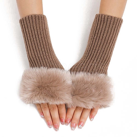 Plush Acrylic Fibers Knitting Fingerless Gloves PW-WGBA7CE-03-1