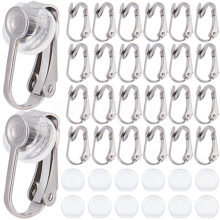 SOFPLATE 40Pcs 304 Stainless Steel Clip-on Earring Findings STAS-SP0001-23P-1