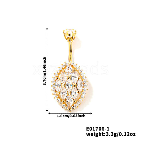 Cute Romantic Leaf Brass Cubic Zirconia Belly Rings Curved Barbell XZ8321-1-1