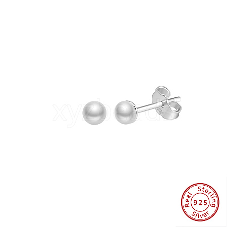 Round Natural Pearl Stud Earrings EJEW-G411-03A-P-1