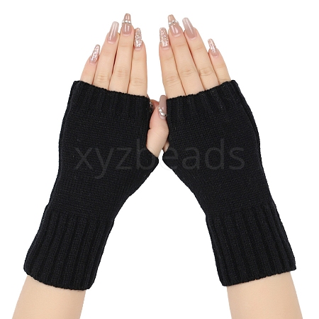 Acrylic Fiber Knitted Mittens Fingerless Gloves PW-WG36FCF-01-1