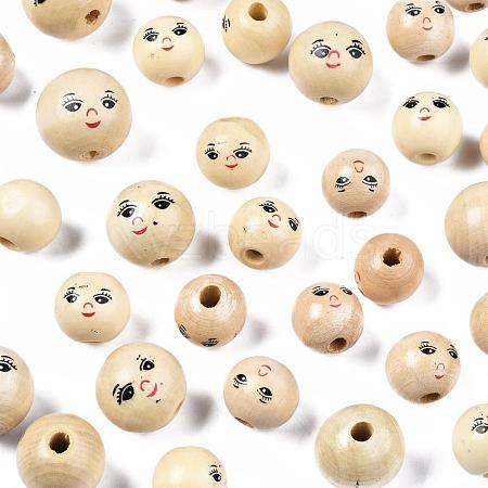 Printed Natural Wood Beads WOOD-S055-39A-01-1