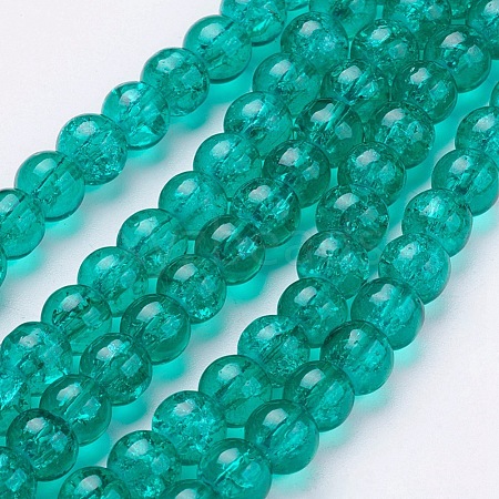 Spray Painted Crackle Glass Beads Strands CCG-Q001-10mm-15-1