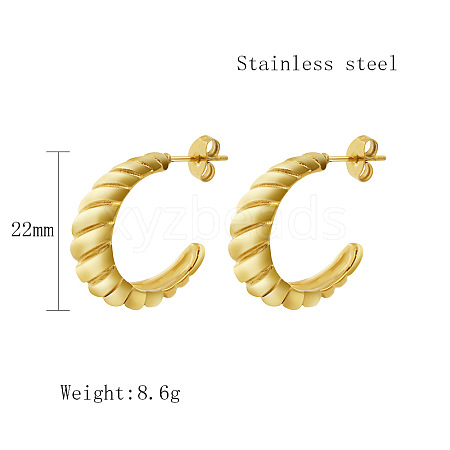 304 Stainless Steel Croissant Stud Earrings PW-WG60218-02-1