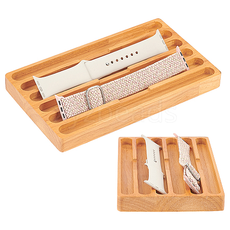 6 Grids Rectangle Wood Watch Strap Organizer Tray AJEW-WH0083-50-1