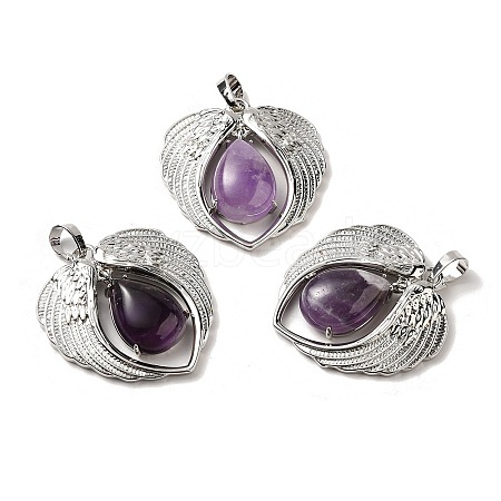 Natural Amethyst Teardrop Pendants KK-K331-02P-08-1