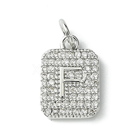 Rack Plating Brass Micro Pave Clear Cubic Zirconia Charms KK-G501-01F-P-1