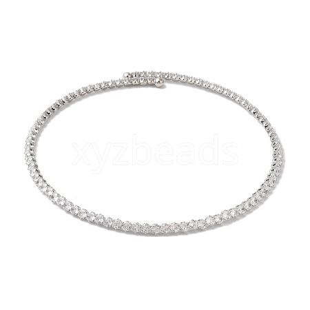 Rack Plating Brass Cubic Zirconia Elasticity Necklaces NJEW-S425-01P-1