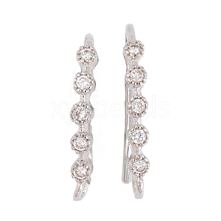 Rack Plating Brass Cubic Zirconia Earring Hooks KK-S374-05P-01-1