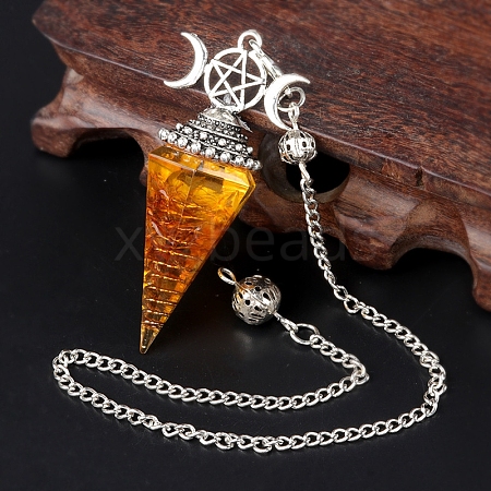 Synthetic Citrine Chip & Resin Orgonite Dowsing Pendulum Big Pendants PW-WG36861-13-1