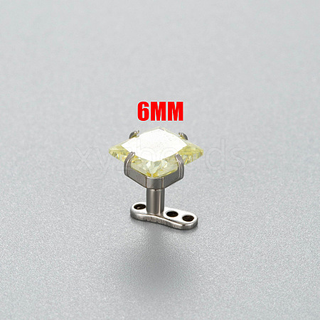 Stainless Steel Cubic Zirconia Square Dermal Anchor Base/Top for Women Men WG87C2F-07-1