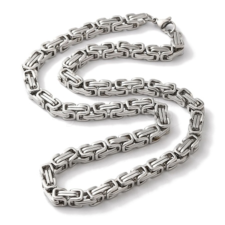 201 Stainless Steel Byzantine Chain Necklaces NJEW-H033-04P-A-1