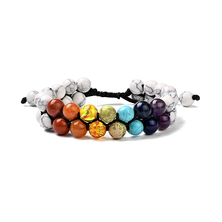 Round Synthetic Howlite & Mixed Stone Braided Bead Bracelet for Girl Wome X1-BJEW-JB06961-02-1