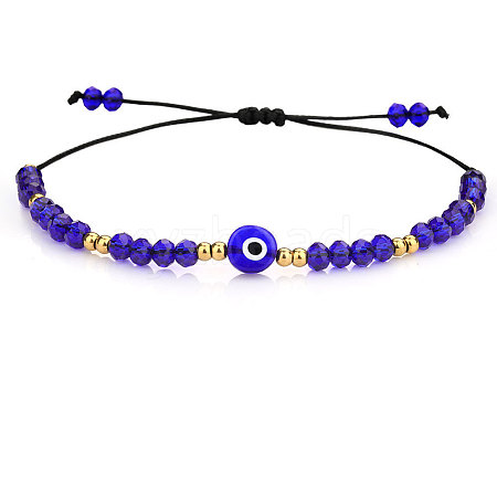 Adjustable Glass Evil Eye Brided Bead Bracelet TV3992-1-1