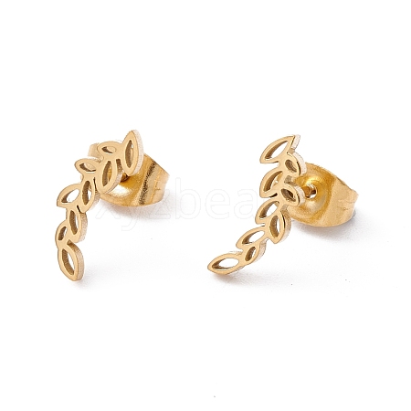304 Stainless Steel Olive Leaf Stud Earrings for Women EJEW-E163-14G-1