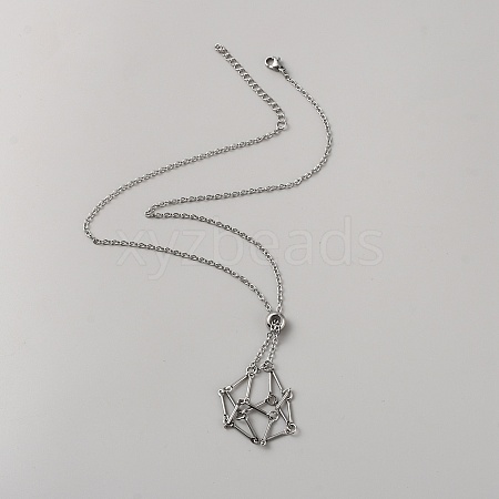 304 Stainless Steel Braided Adjusting Chain Macrame Pouch Empty Stone Holder for Pendant Necklaces Making NJEW-WH0025-01A-P-1