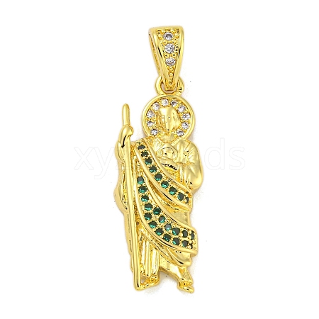 Priest Rack Plating Brass Micro Pave Cubic Zirconia Pendants KK-G513-90G-1