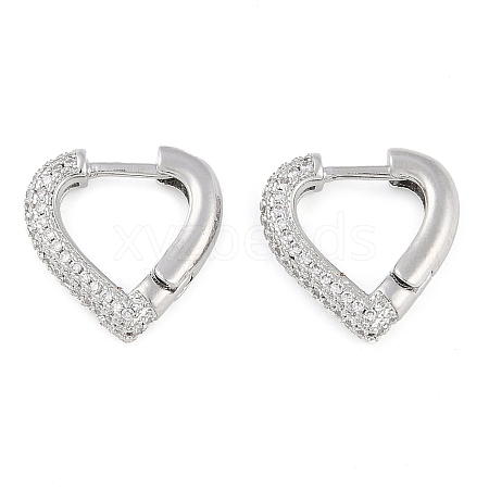 Brass Pave Clear Cubic Zirconia Hoop Earrings for Women EJEW-S225-11P-02-1