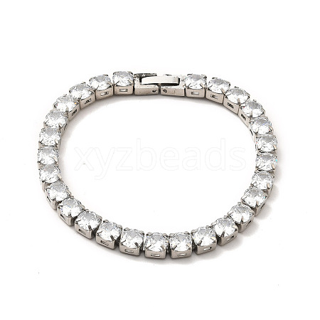 Clear Cubic Zirconia Tennis Bracelet BJEW-E009-25B-P-1