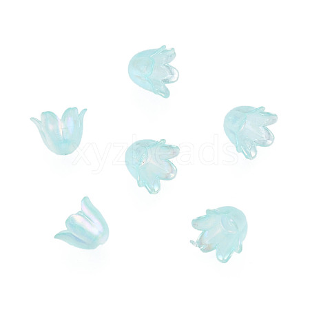 6-Petal Imitation Jelly Acrylic Bead Caps JACR-T002-02F-1