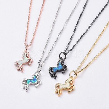 Unicorn Brass Pendant Necklaces NJEW-JN02575-M-1