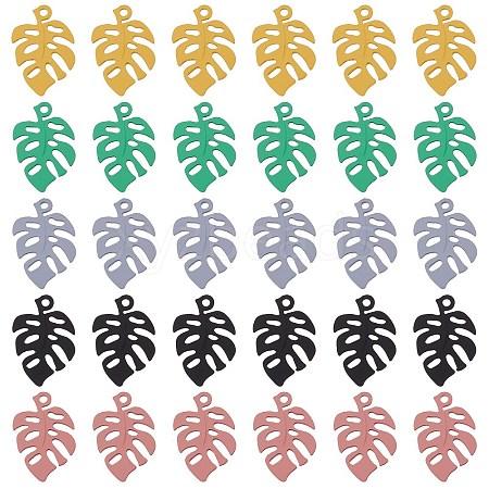 BENECREAT 30Pcs 5 Colors Spray Painted Alloy Pendants FIND-BC0003-26-1