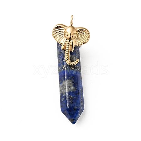 Elephant Natural Lapis Lazuli Pointed Pendants G-I333-06D-1