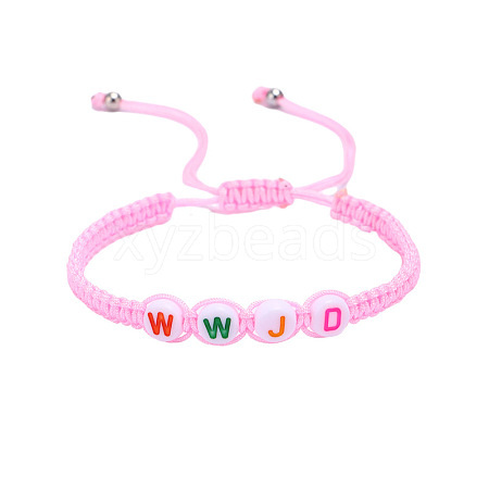 Adjustable Unisex Letter WWJD Acrylic Braided Bead Bracelets RA5830-3-1