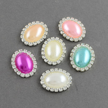 Oval Brass ABS Plastic Imitation Pearl Shank Buttons RB-S020-08-M4-1