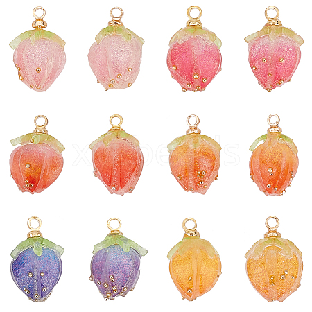 Olycraft 12Pcs 6 Colors Opaque Acrylic Charms MACR-OC0001-17-1