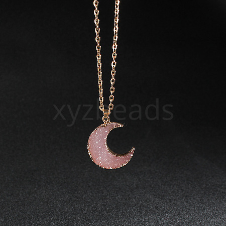 Crescent Moon Alloy Resin Pendant Necklaces WG568A9-03-1