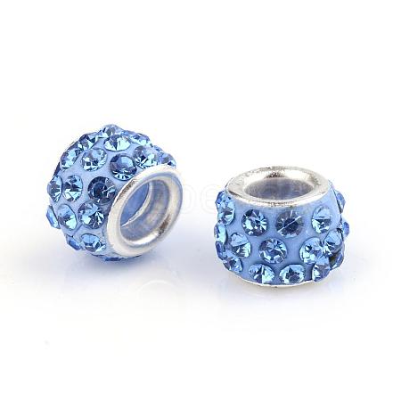 Polymer Clay Rhinestone European Beads CPDL-T001-22-1