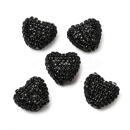 Sparkling Acrylic Heart Beads with Rhinestone Embellishment OACR-NH0001-02A-08-1